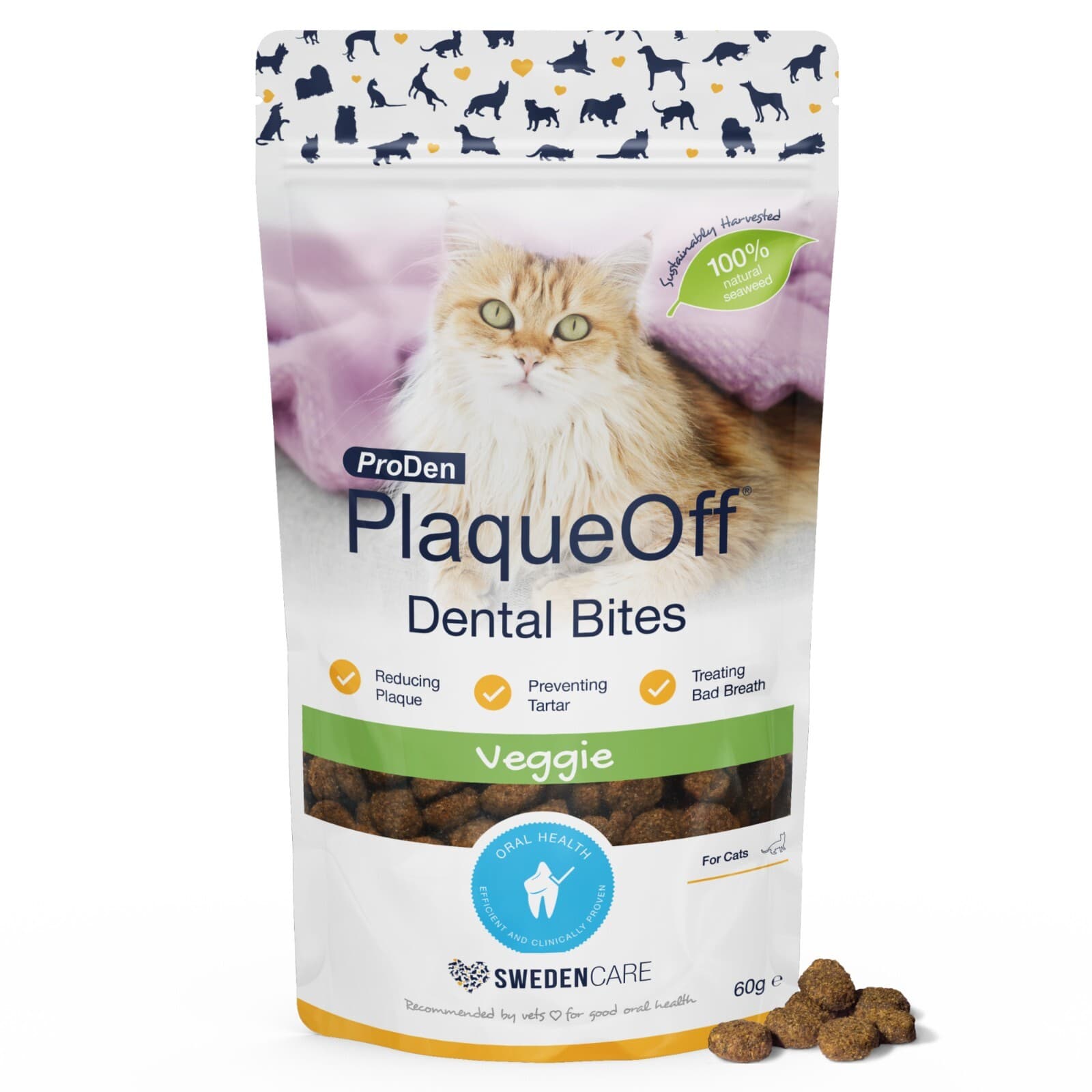 ProDen PlaqueOff Dental Bites for Cats Veggie Removes Plaque Tartar and Bad Breath