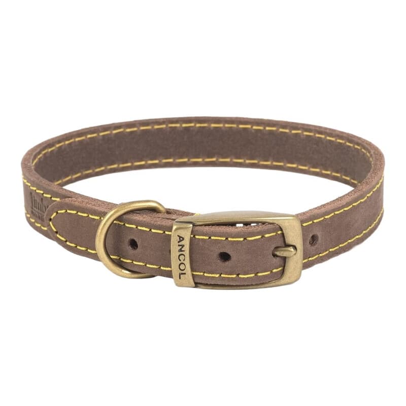 Ancol Timberwolf Leather Collar Sable 35cm