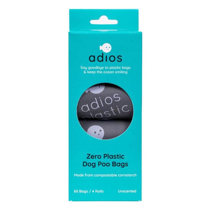 Adios Plastic Compostable Poo Bags in Grey 4 Rolls (60 Bags)