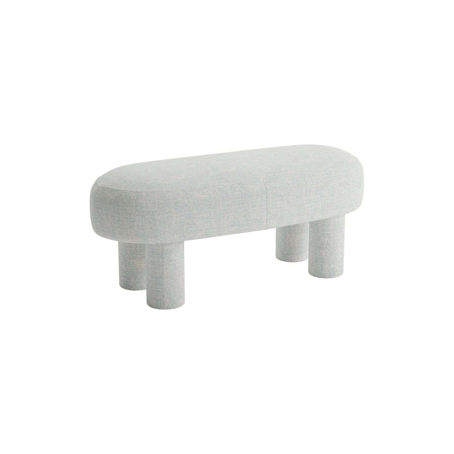 POPUS EDITIONS - Padded bench Ludmila - Blue - Solid beech wood - Designer Fanny Gicquel