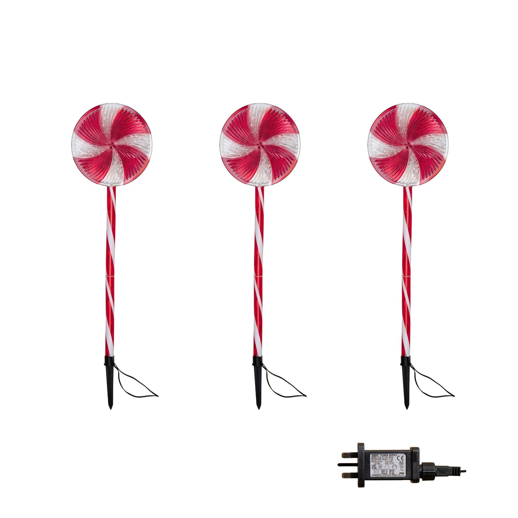 Samuel Alexander 58cm Light up Red & White Candy Pop Pathfinders with 63 White LEDs