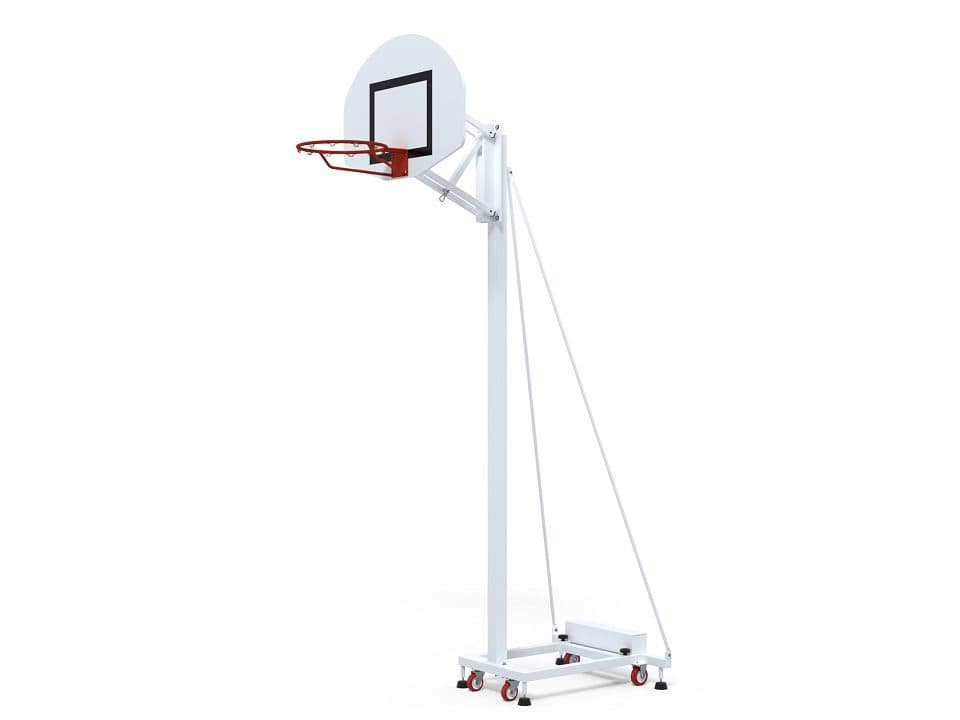 Mobile school basketball goal, adjustable hoop height, 38kg counterweight