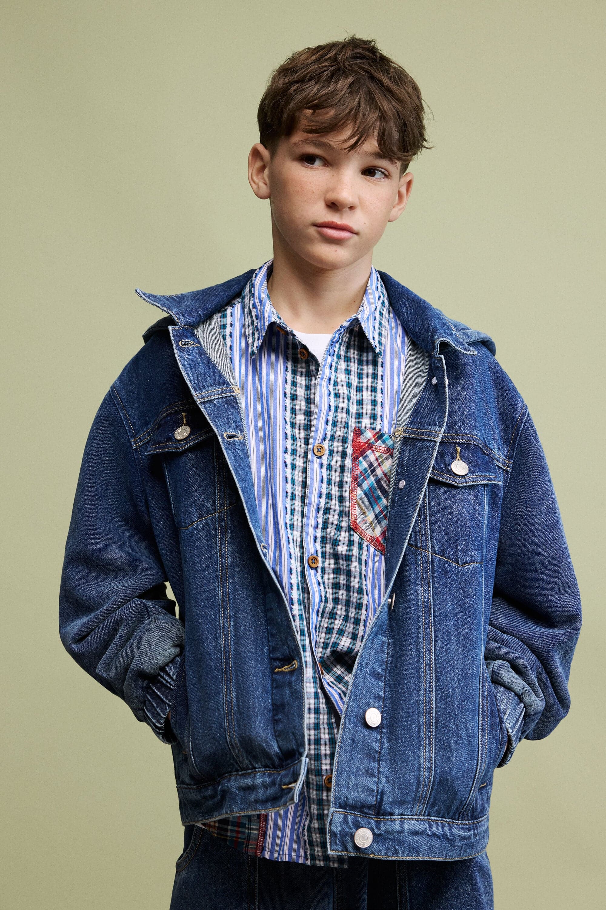 Desigual, Denim jacket with hood, Cotton, Blue, 11/12