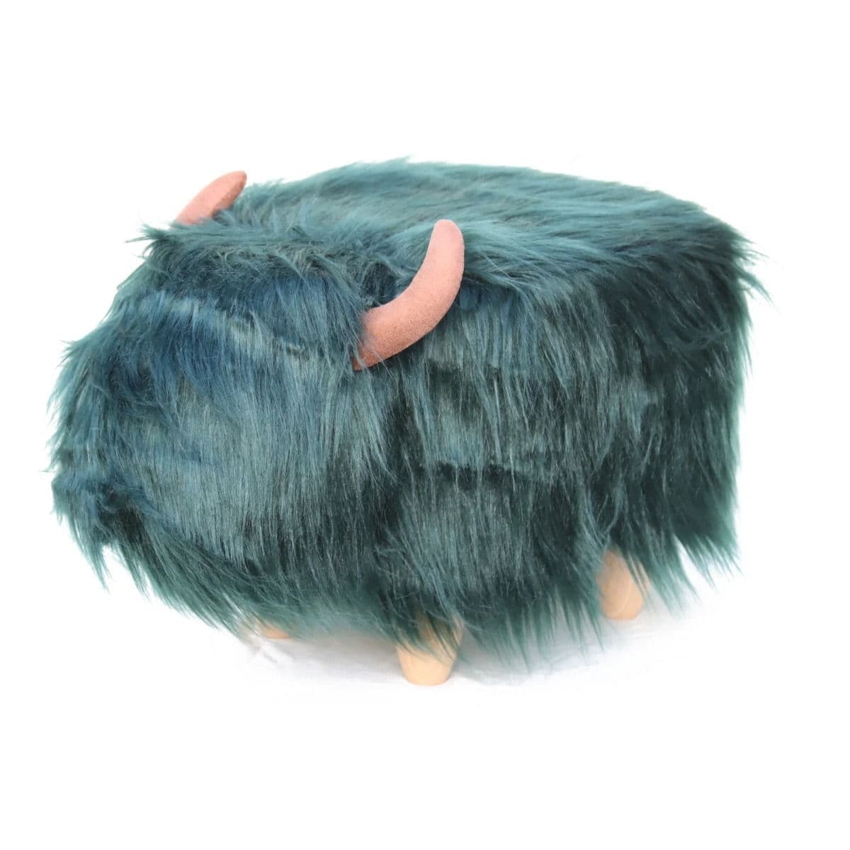 Penelope the Dark Teal Highland Cow Footstool Gardeco